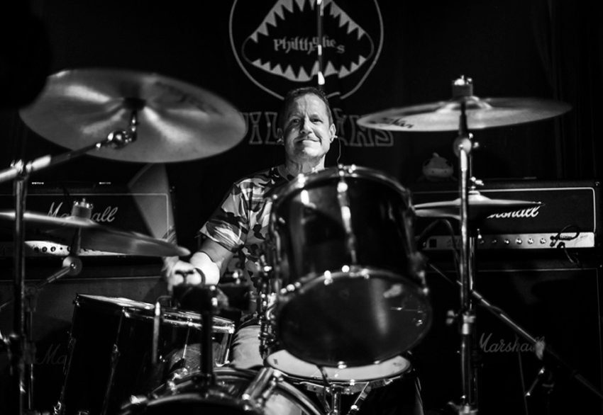 Chris Fielden, drums with Little Villains, Berlin, Philthy Lies Tour