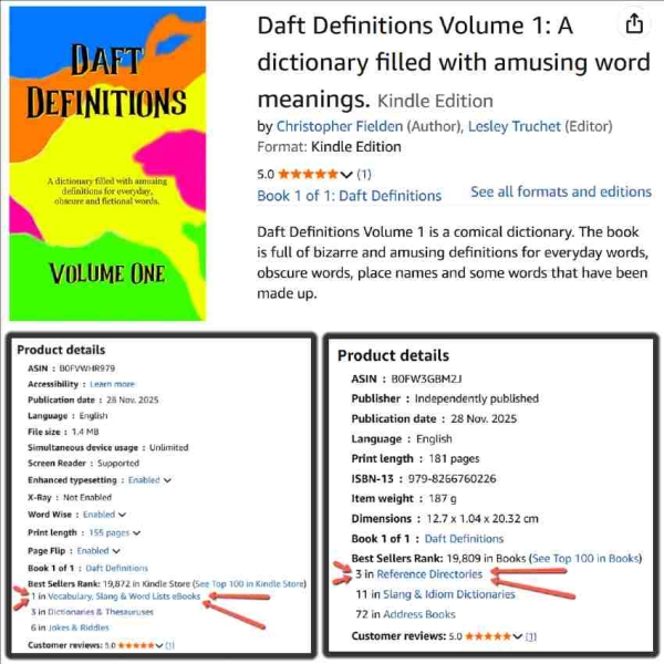 Daft Definitions Volume 1 Amazon Bestseller ranking