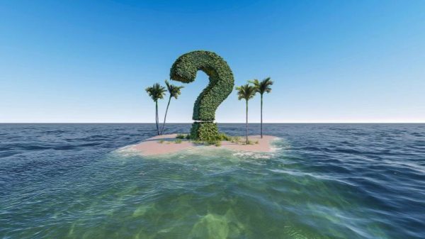 Question Mark tree on a desert island