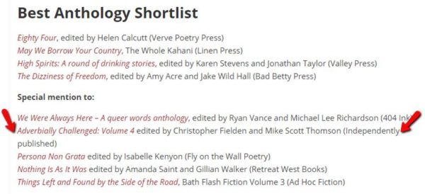 Adverbially Challenged Volume 4 Best Anthology Shortlist Saboteur Awards